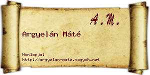 Argyelán Máté névjegykártya